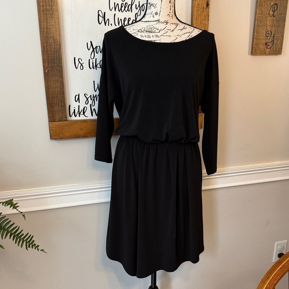 BCBGeneration Classic Black Long Sleeve Backless Mini Dress